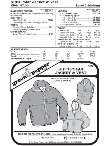 Fleecejacket and vest f. children pattern GP509