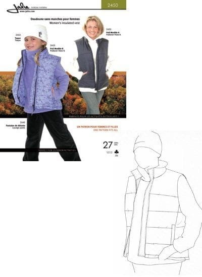 Insulated vest for women and children pattern J2450