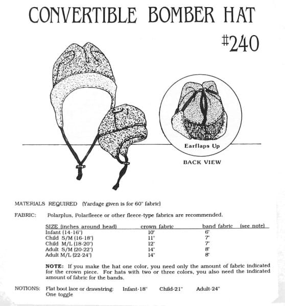 Convertible bomber hat sewing-pattern RS240