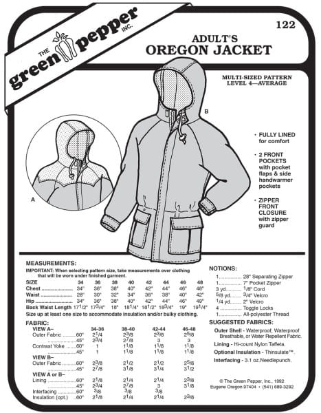 Oregon Jacket, pattern GP 122