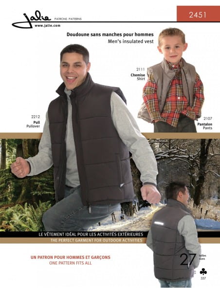 Insulated vest f. men and children pattern J451