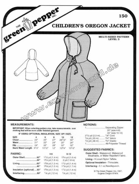 Jacket w. hood f. children pattern GP150