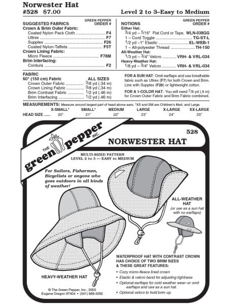 Norwester Hat, pattern GP528