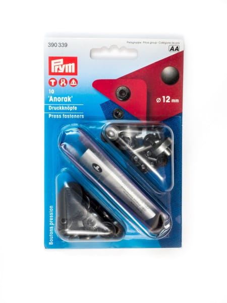 Press fasteners, 12mm, dark grey, Prym 390339