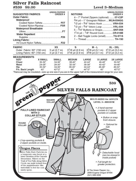 Silver Falls Raincoat for adults, GP539